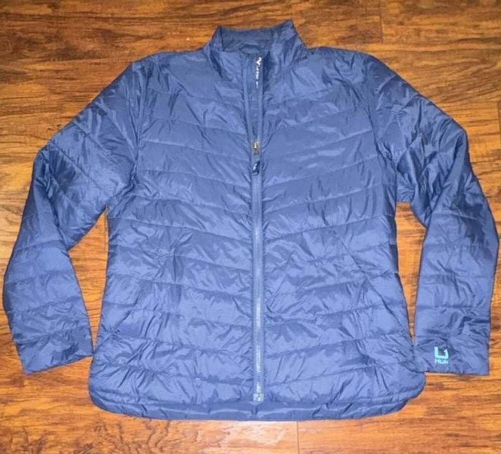 Huk Puffer Jacket Size L Blue Lightweight Full Zip Quilted Outerwear